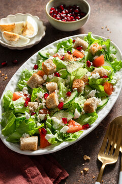 Lettuce salad in oval plate