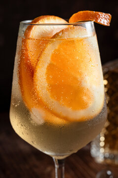Closeup of condensation on cocktail glass