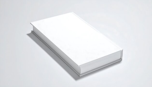 Closed White Hardback Book Perspective Mockup on Soft Light Gray Background with Clean Minimal Publishing and Branding Presentation
