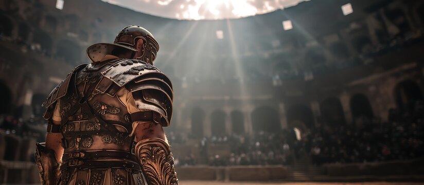 Roman Gladiator in Ancient Coliseum