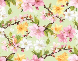 Obraz premium seamless pattern with pink flowers