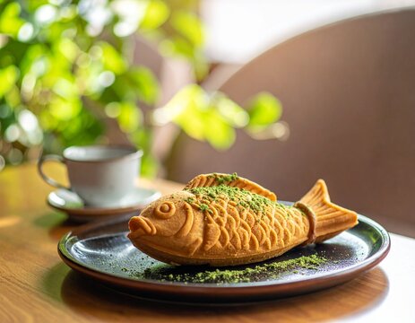 Japanische Taiyaki mit roter Bohnenpaste und Matcha