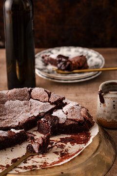 Olive oil chocolate torte with rich molten center