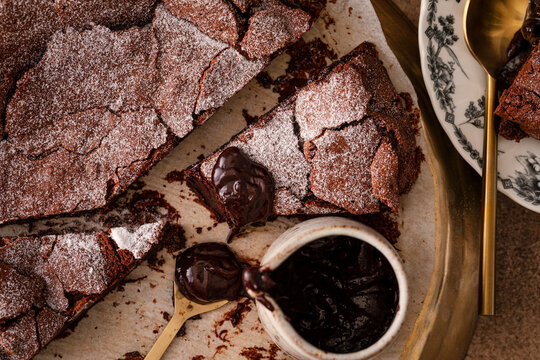 Olive oil chocolate torte with rich molten center