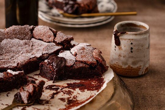 Olive oil chocolate torte with rich molten center