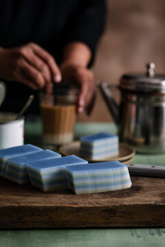 Tea time of Kueh Lapis Sagu with Kopi