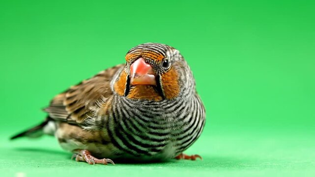 Close-Up of Zebra Finch with Green Background in a Video Collage