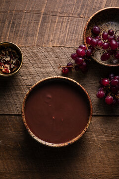 Yogurt Bowl With Chocolate And Grapes