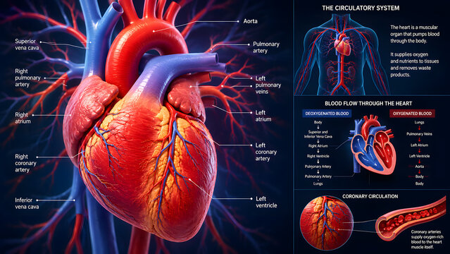 human heart anatomy and circulatory system diagram