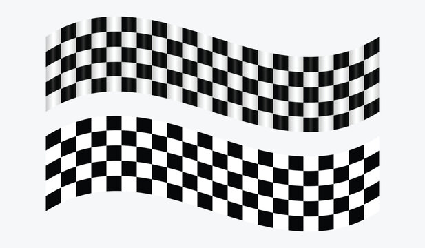 black and white checkered pattern. Wavy chessboard pattern. empty wide checker template background. Hippie twisted gingham checkerboard frame
