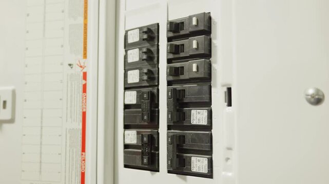 Residential electrical breaker panel with black circuit switcher