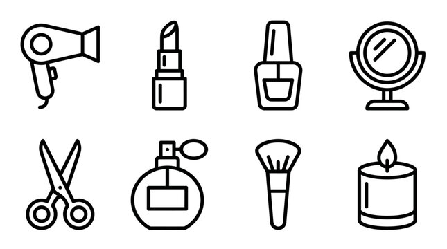 Beauty and cosmetics icons set.