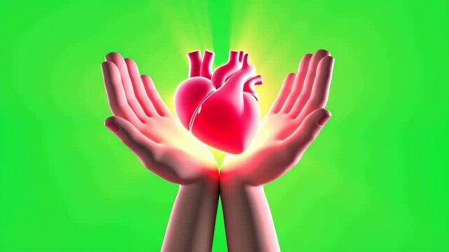 Hands Holding Human Heart Illustration