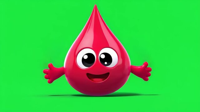 Happy Blood Drop Character Illustration