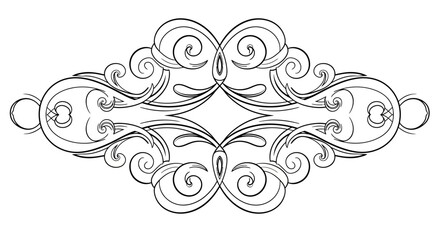 Fototapeta premium Elegant vintage decorative scrollwork flourish design element. Ornamental black and white vector art for frames, borders, and embellishments.