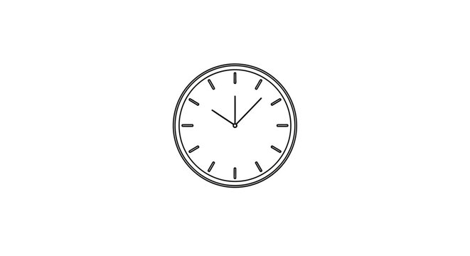 Minimalist Line Art Clock Icon Illustration. Time, schedule, deadline, management, planning, and punctuality graphic design element.