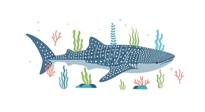 Large Whale Shark Swimming Underwater Ocean 1.