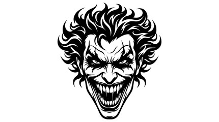 Obraz premium Laughing Joker Mask Vector in Dark silhouette Style