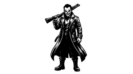 Obraz premium Joker with Shotgun Dark Art Vector Illustration