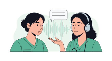 Fototapeta premium Medical Professionals Discussing Patient Health with Audio Waveform