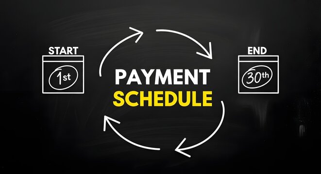 Payment schedule illustration with start and end dates for the concept of finance and planning.