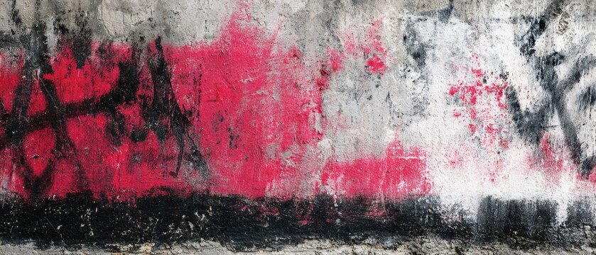 Urban Concrete Wall with Bold Graffiti Tags and Distressed Texture