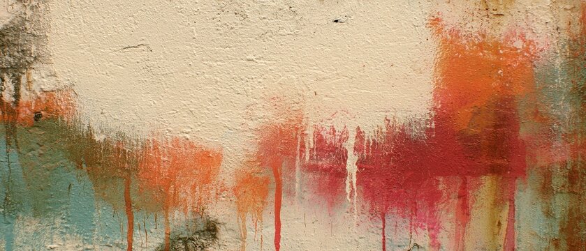 Textured Beige and Rust Abstract Concrete Wall Close Up Art