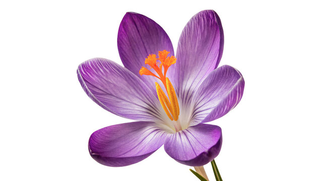 Beautiful purple crocus flower blossom spring botany element on transparent background