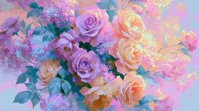 Soft Blurred Y2K Florals Vintage abstract floral background