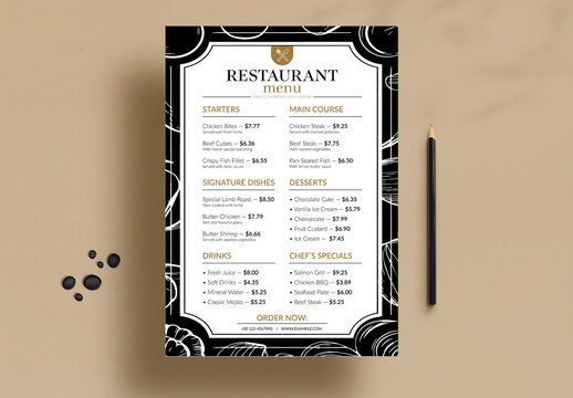 Food Menu Template Layout