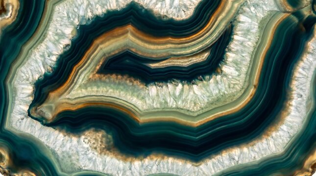 Aerial view of layered agate mineral formations with concentric patterns