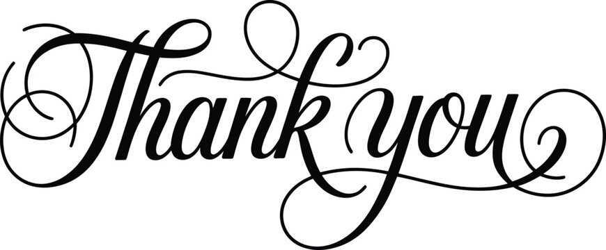 Elegant thank you isolated on transparent background