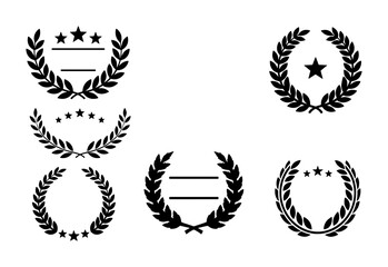 Fototapeta premium Laurel Wreath Icons, Victory Emblems, Award Badges, Achievement Seals, Recognition Graphics