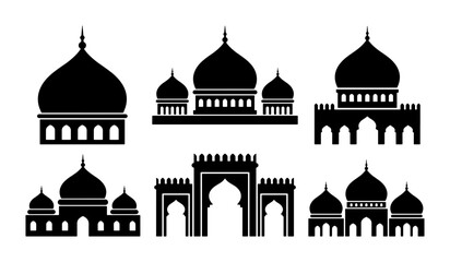 Islamic Architecture Silhouettes, Mosque Domes Vector Set, Middle Eastern Building Icons © PERFECT QUALITY