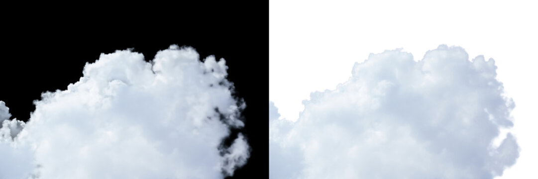 White cloud formation on transparent png background.