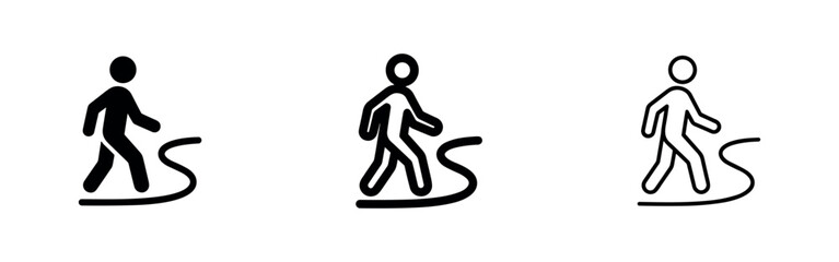 Walking person on a path icon set representing journey and progress © liubomir118809