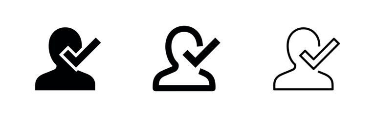 Verified user profile icon set with checkmark symbol © liubomir118809