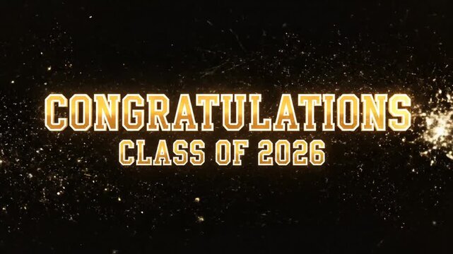 Golden glittering celebration of graduation with sparkling congratulations for the graduating class of 2026