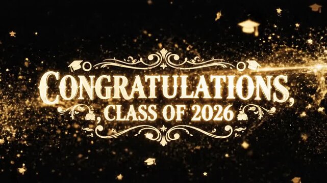 Celebratory Golden Sparkles with Elegant Text for Graduation Achievement Recognition