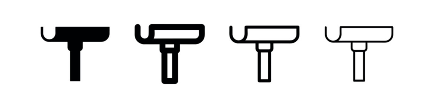 T-shaped plumbing pipe or handle icon set, representing connection or control