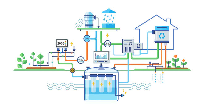 Diagram of a Sustainable Water Management System for a Home.