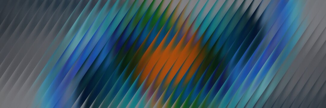 Abstract background, with gradient stripes, in blue, green, and orange