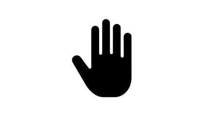 Obraz premium Open hand palm stop gesture icon in black silhouette