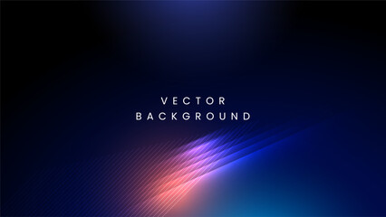 Naklejka premium Futuristic abstract technology background with glowing blue light streaks or purple laser beams and thin diagonal lines on a dark navy gradient backdrop