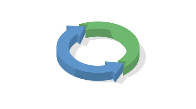 Circular swap arrows icon in blue and green vector style