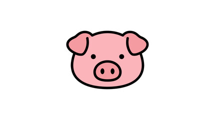 Fototapeta premium Simple flat pig head icon isolated on white background
