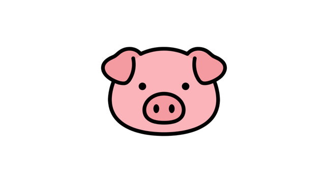 Simple flat pig head icon isolated on white background