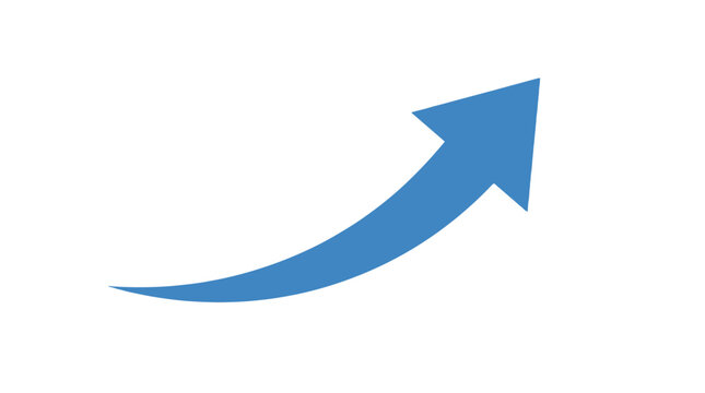 Blue curved arrow icon pointing upward to the right