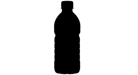 A black silhouette of a plastic bottle stands alone on a white background d2 13 © sajjadhossain