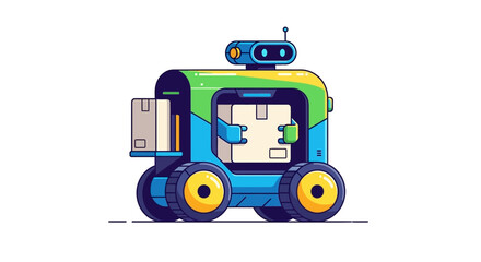 Naklejka premium Futuristic Autonomous Delivery Robot with Cargo Compartment.